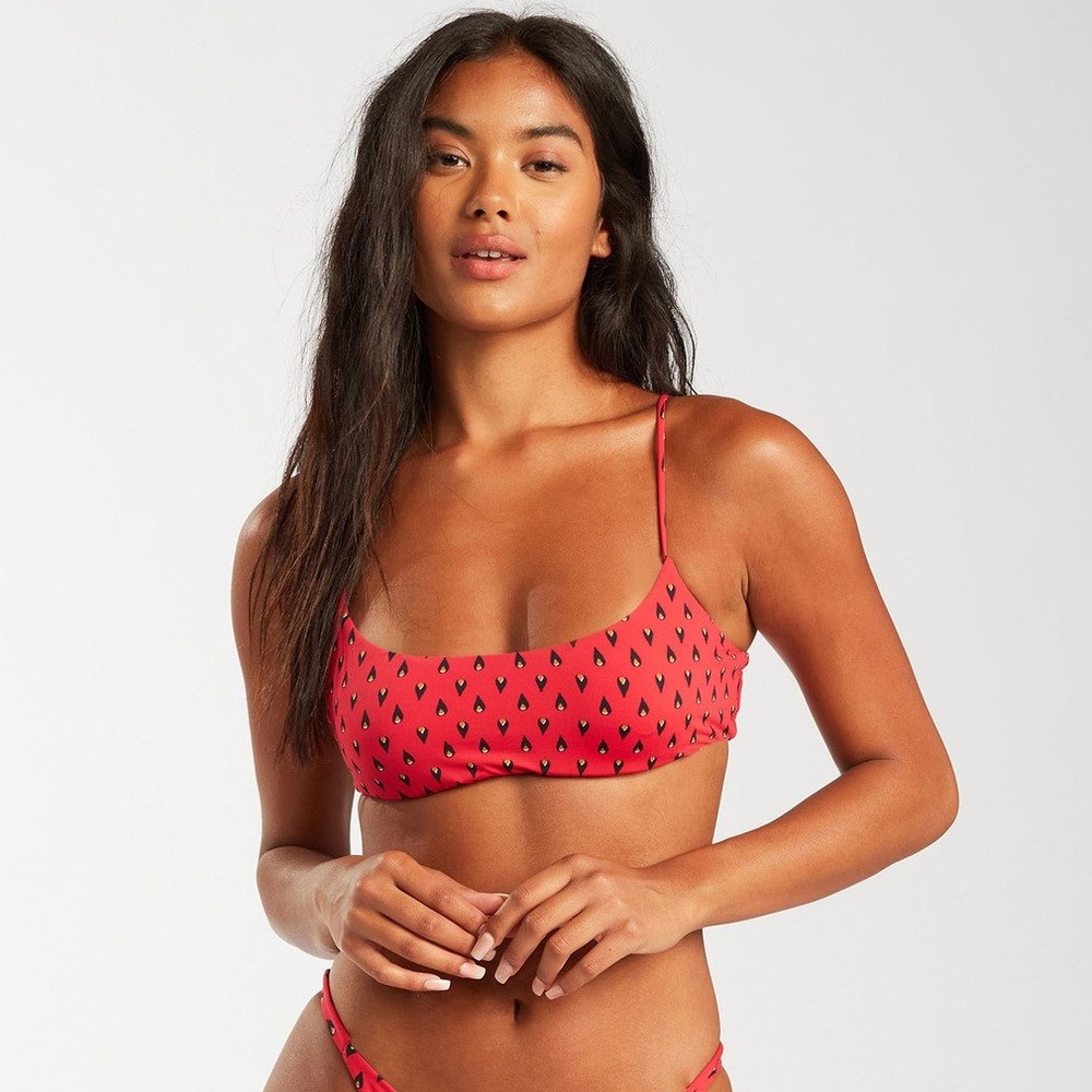 Billabong Red Polka Dot Falling Light Bikini Top